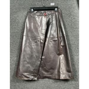 Sabrina Genuine Leather A-Line Skirt Womens Size 8 Brown Knee Length *READ
